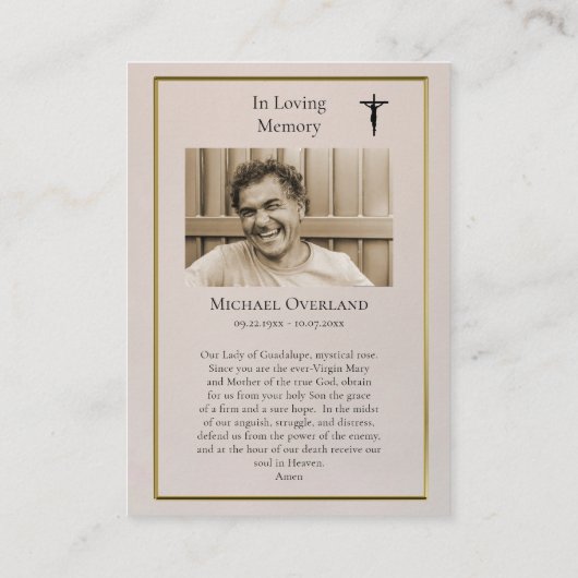 Maagd van Guadalupe, Anonieme Kaart van het Begraf Plaatskaartje (Achterkant)