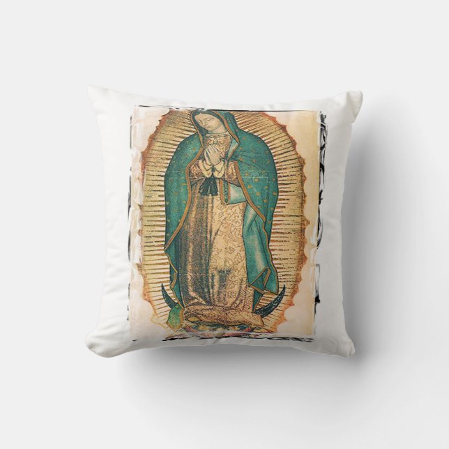 Maagd van Guadalupe met ruwe lijst Kussen (Voorkant)