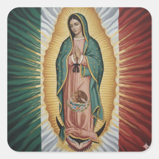 Maagd van Guadalupe - Mexico Vierkante Sticker (Voorkant)