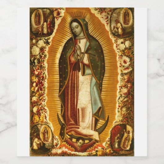 Maagd van Guadalupe Our Lady Mary Wijn Etiket (Enkel label)