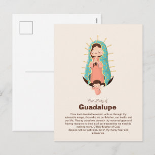 Maagd van Guadalupe vastgehouden door een engel Feestdagenkaart