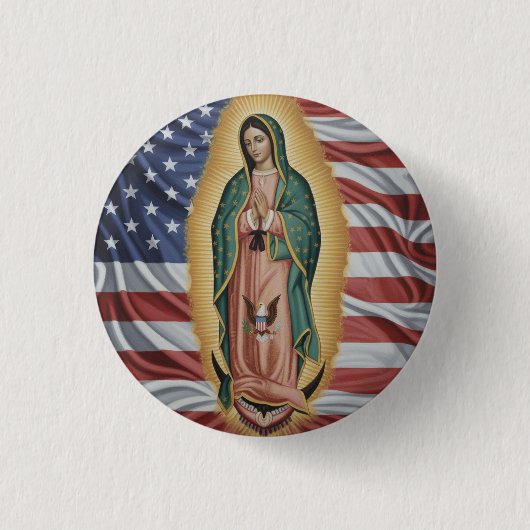 Maagd van Guadalupe - VS Ronde Button 3,2 Cm (Voorkant)