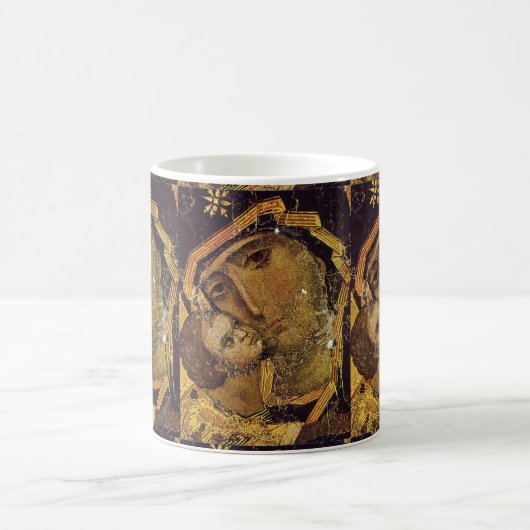 Maagd van Kiev Ukraine Madonna MorphingMug Closeup Magische Mok (Center)