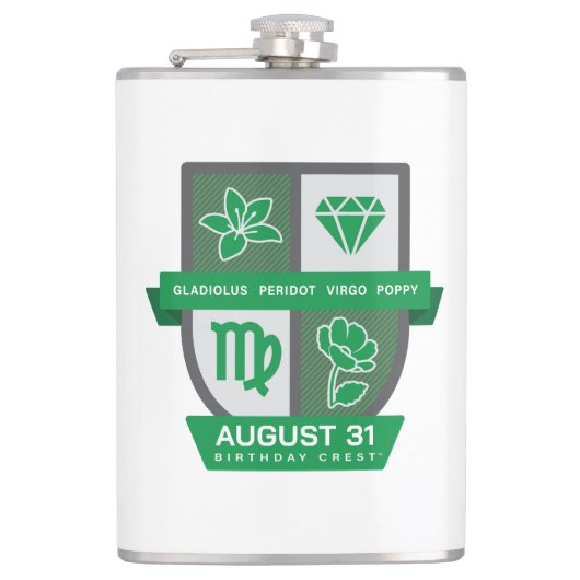 Maagd Verjaardag Crest™ voor 23-31 Augustus Fles Heupfles (Voorkant)