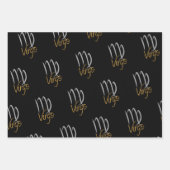 Maagd Verjaardag Grijs/Zwart Inpakpapier Vel (Voorkant)