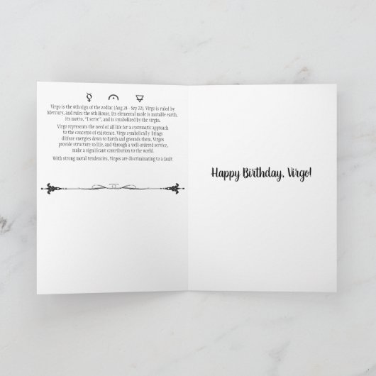 Maagd Verjaardag Kaart (Binnen)