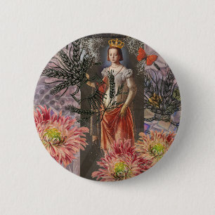 Maagd vrouw astrologie grillig portret ronde button 5,7 cm