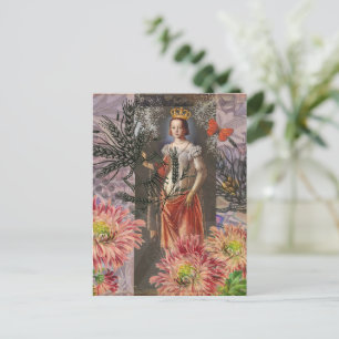 Maagd Vrouw Portret Antiek Kleurig Rijke Briefkaart