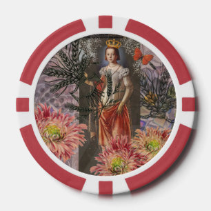 Maagd Vrouw Portret Antiek Kleurig Rijke Poker Chips