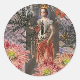 Maagd Vrouw Portret Antiek Kleurig Rijke Ronde Sticker