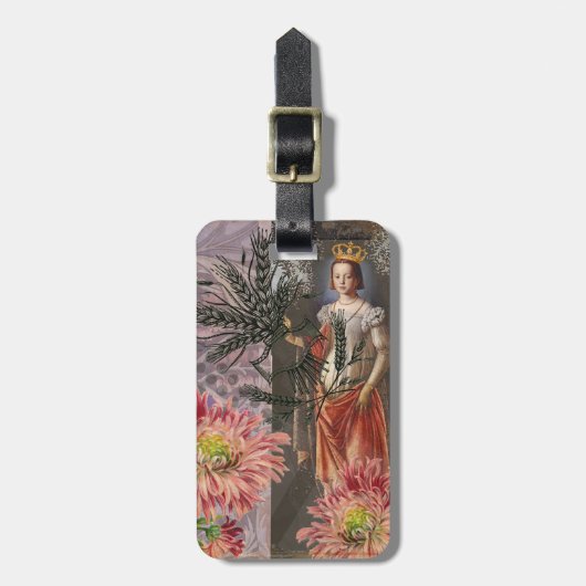 Maagd Vrouw Portret Antiek Kleurrijke Rijk Bagagelabel (Voorkant verticaal)
