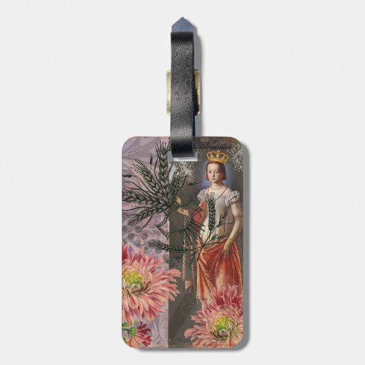 Maagd Vrouw Portret Antiek Kleurrijke Rijk Bagagelabel (Achterkant verticaal)