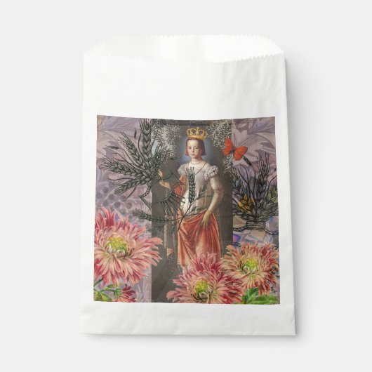 Maagd Vrouw Portret Antiek Kleurrijke Rijk Bedankzakje (Voorkant)