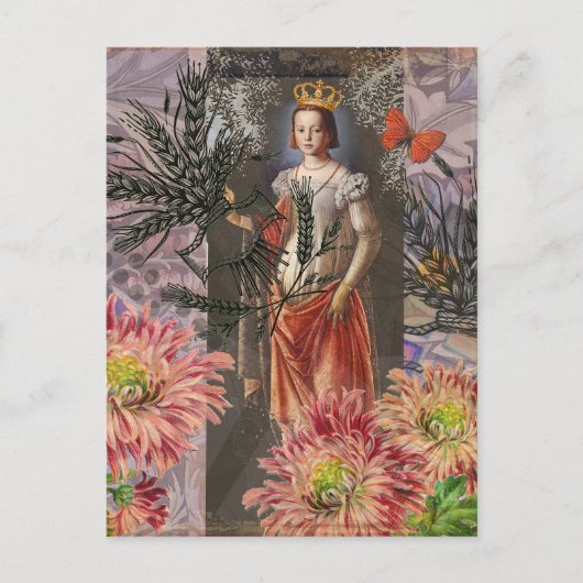 Maagd Vrouw Portret Antiek Kleurrijke Rijk Briefkaart (Voorkant)