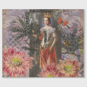 Maagd Vrouw Portret Antiek Kleurrijke Rijk Cadeaupapier (Vlak)