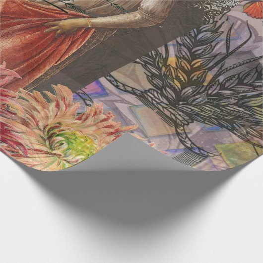 Maagd Vrouw Portret Antiek Kleurrijke Rijk Cadeaupapier (Hoek)