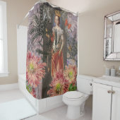 Maagd Vrouw Portret Antiek Kleurrijke Rijk Douchegordijn (In situ)