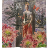 Maagd Vrouw Portret Antiek Kleurrijke Rijk Douchegordijn (Voorkant)