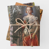 Maagd Vrouw Portret Antiek Kleurrijke Rijk Inpakpapier Vel (In situ)