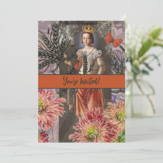 Maagd Vrouw Portret Antiek Kleurrijke Rijk Kaart (Staand voorkant)