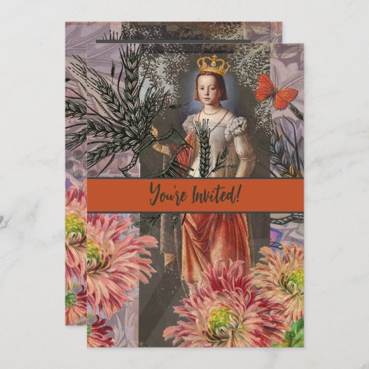 Maagd Vrouw Portret Antiek Kleurrijke Rijk Kaart (Voorkant / Achterkant)