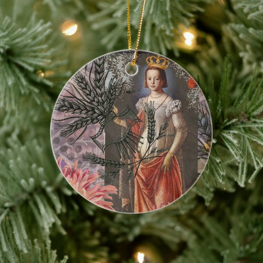 Maagd Vrouw Portret Antiek Kleurrijke Rijk Keramisch Ornament (Boom)