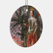 Maagd Vrouw Portret Antiek Kleurrijke Rijk Keramisch Ornament (Rechts)