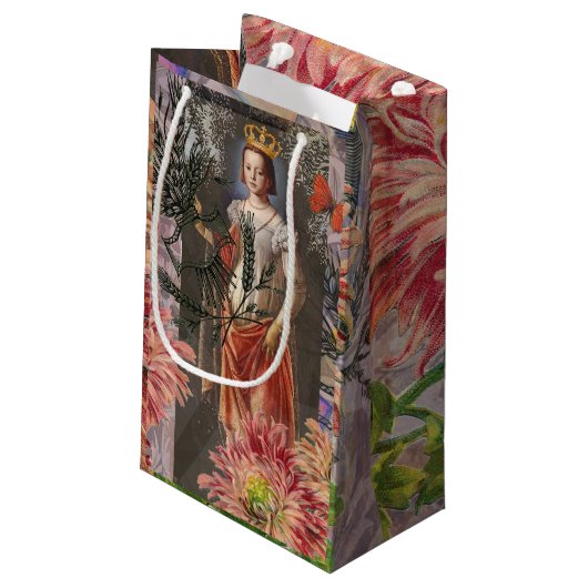 Maagd Vrouw Portret Antiek Kleurrijke Rijk Klein Cadeauzakje (Achterkant Gekanteld)