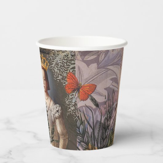 Maagd Vrouw Portret Antiek Kleurrijke Rijk Papieren Bekers (Achterkant)