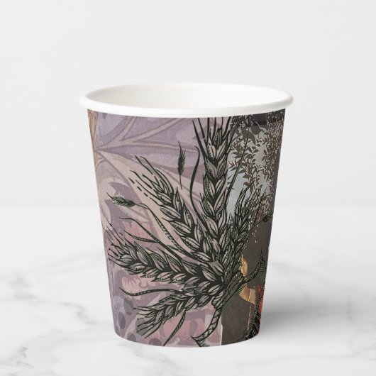 Maagd Vrouw Portret Antiek Kleurrijke Rijk Papieren Bekers (Voorkant)