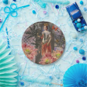 Maagd Vrouw Portret Antiek Kleurrijke Rijk Papieren Bordje (Feest)