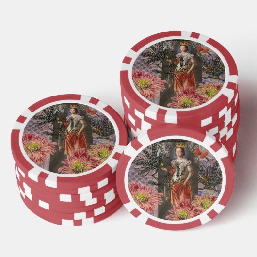 Maagd Vrouw Portret Antiek Kleurrijke Rijk Poker Chips (Opstapeling)