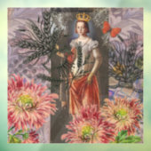 Maagd Vrouw Portret Antiek Kleurrijke Rijk Raamsticker (Vel 3)