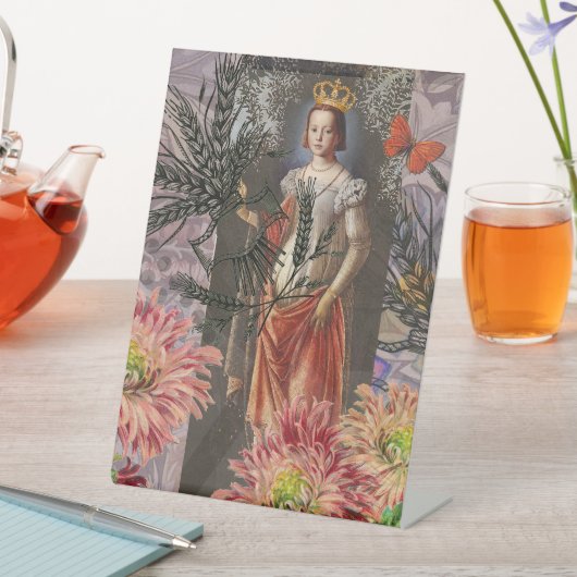 Maagd Vrouw Portret Antiek Kleurrijke Rijk Reclamebord Met Voetstuk (Insitu)