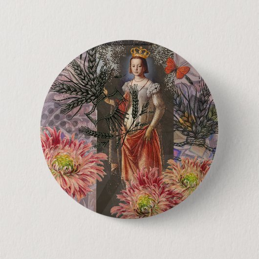 Maagd Vrouw Portret Antiek Kleurrijke Rijk Ronde Button 5,7 Cm (Voorkant)