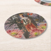 Maagd Vrouw Portret Antiek Kleurrijke Rijk Ronde Kartonnen Onderzetter (Gebogen)