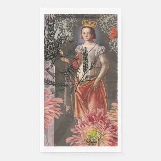 Maagd Vrouw Portret Antiek Kleurrijke Rijk Servet (Voorkant)