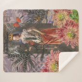 Maagd Vrouw Portret Antiek Kleurrijke Rijk Sherpa Deken (Voorkant (horizontaal))