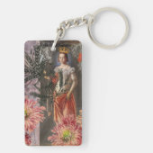 Maagd Vrouw Portret Antiek Kleurrijke Rijk Sleutelhanger (achterkant)