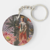 Maagd Vrouw Portret Antiek Kleurrijke Rijk Sleutelhanger (Achterkant)