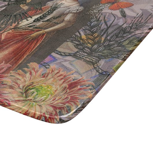 Maagd Vrouw Portret Antiek Kleurrijke Rijk Snijplank (Hoek)