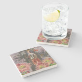 Maagd Vrouw Portret Antiek Kleurrijke Rijk Stenen Onderzetter (Zijkant)