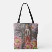 Maagd Vrouw Portret Antiek Kleurrijke Rijk Tote Bag (Achterkant)