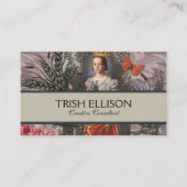 Maagd Vrouw Portret Antiek Kleurrijke Rijk Visitekaartje (Voorkant)