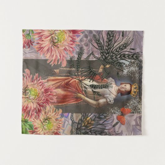 Maagd Vrouw Portret Antiek Kleurrijke Rijk Wandkleed (Voorkant (horizontaal))