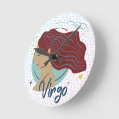 Maagd Vrouw Zodiac Modern Ronde Klok (Hoek)