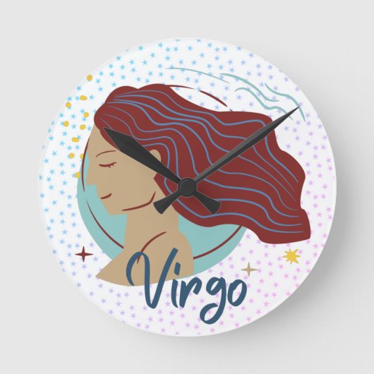 Maagd Vrouw Zodiac Modern Ronde Klok (Voorkant)