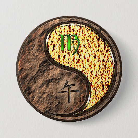 Maagd & Vuur Paard Ronde Button 7,6 Cm (Voorkant)