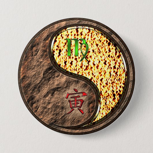 Maagd & Vuur Tijger Ronde Button 7,6 Cm (Voorkant)
