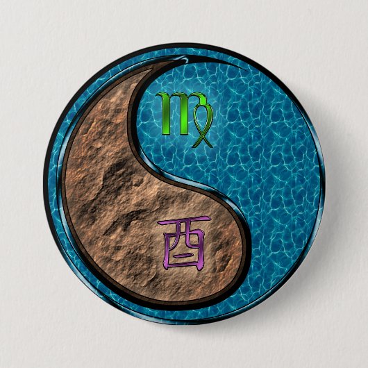 Maagd & Water Haan Ronde Button 7,6 Cm (Voorkant)